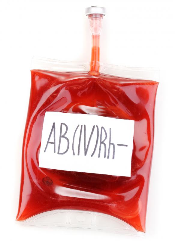 A pouch of AB- blood.