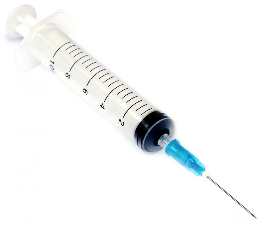 A syringe for a cortisone injection, which can help with carpal tunnel syndrome.