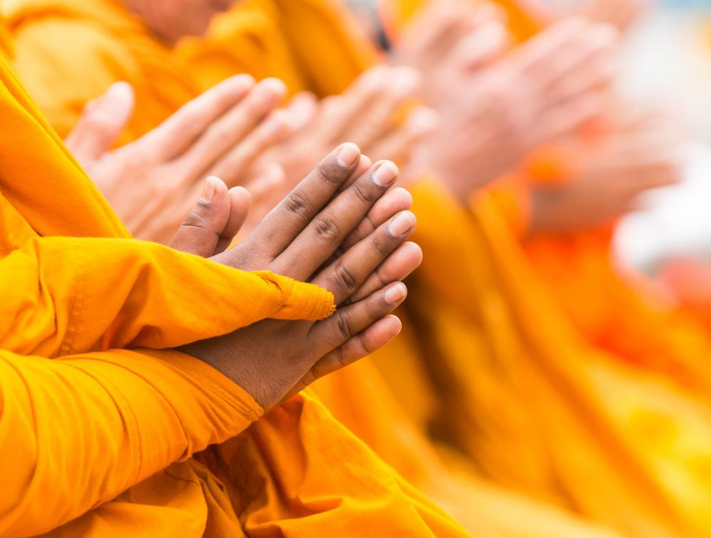 A lotus leaf may be used as an object of meditation in Buddhism.