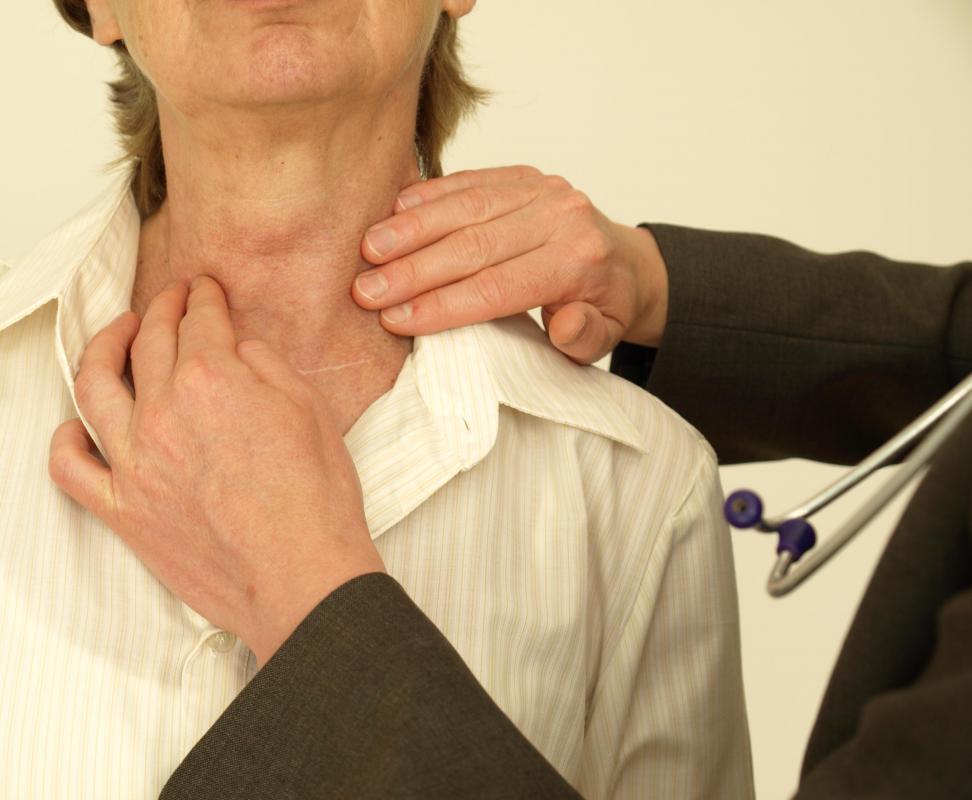 Hypoechoic nodules may cause swollen lymph nodes in the neck.