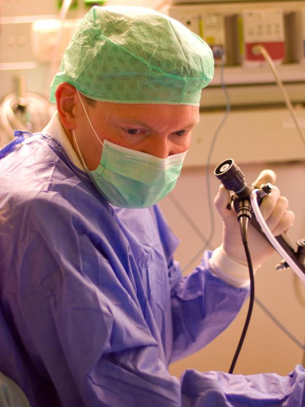 A stent can be inserted using an endoscope, a thin fiber-optic tube fitted with a camera.