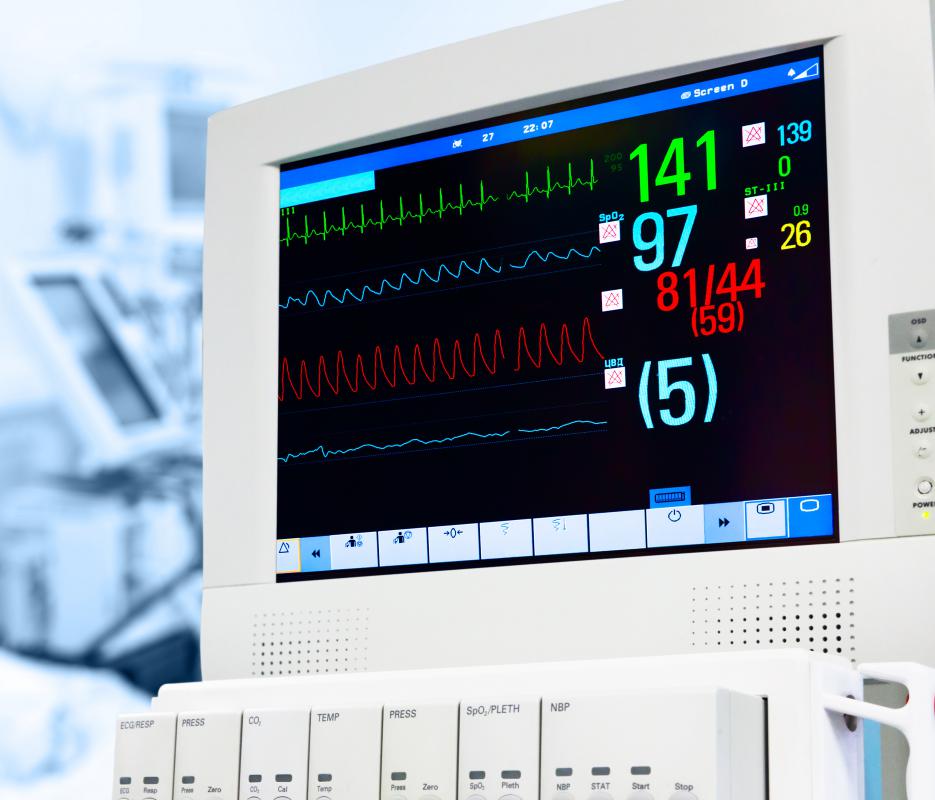 A patient's vital signs are constantly monitored during emergency care.