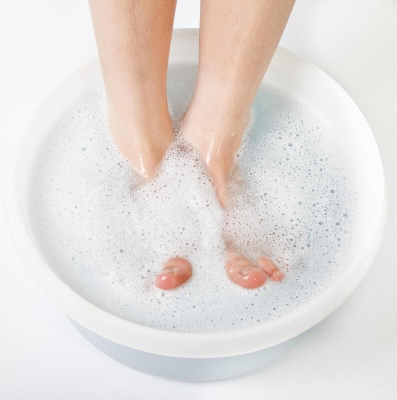 A foot soak can help relieve callus pain.