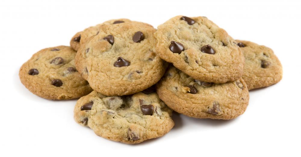 Freshly baked chocolate-chip cookies.