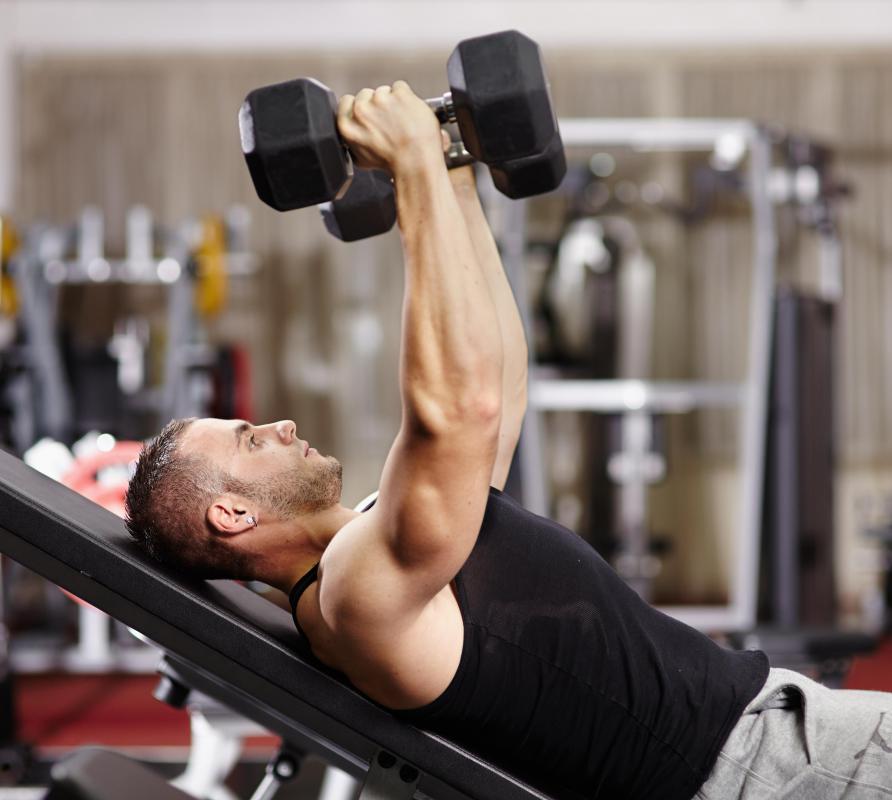Performing dumbbell flies can strengthen the pectoral -- or chest -- muscles.