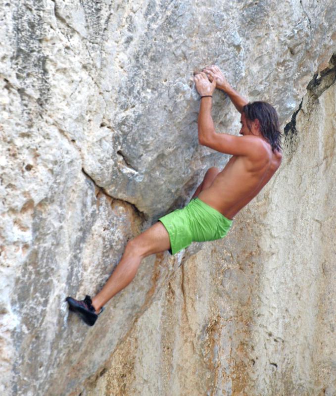 Rock climbing engages a large number of muscle groups.