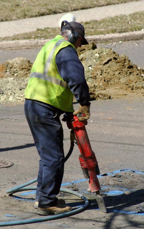 The noise levels created by a jackhammer are enough to damage hearing.