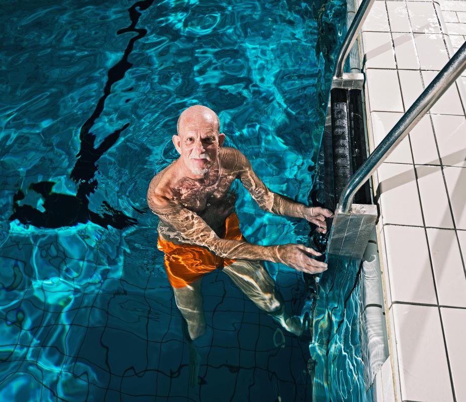 Swimming can be used as physical therapy to treat knee buckling.