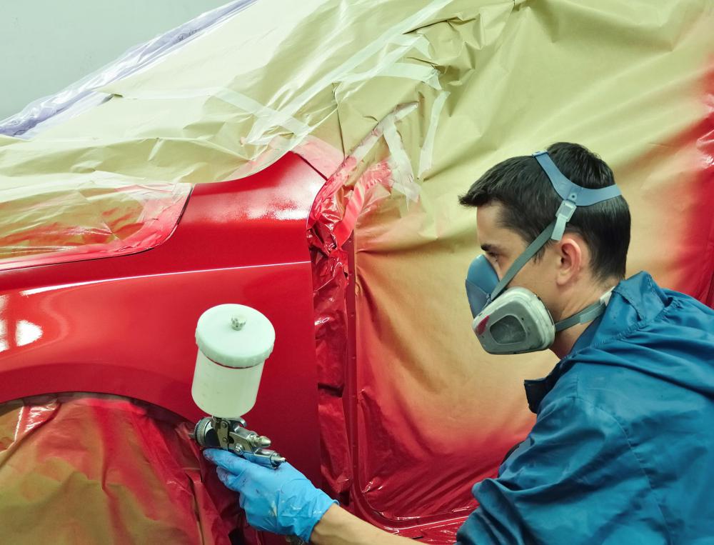 A man wearing a HEPA respirator.