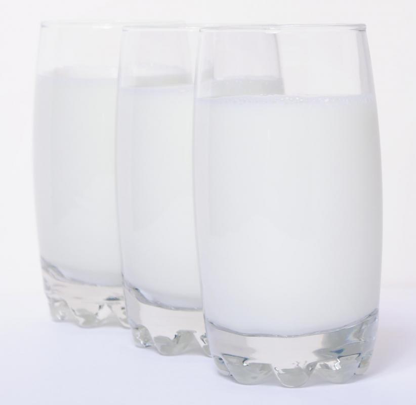 Glasses of skim milk.