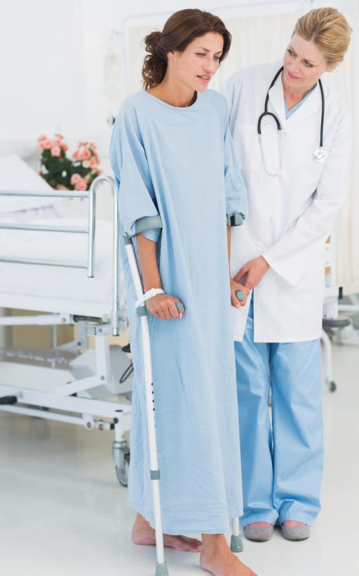 Patients may require assistance walking immediately after having hip surgery.