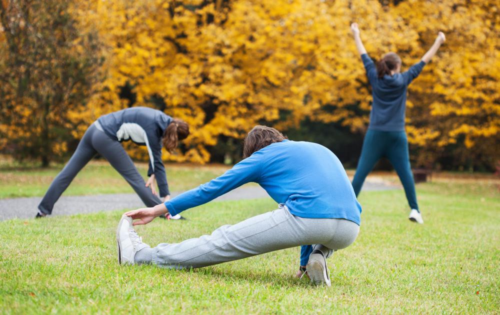 Hamstring stretches stretch the long group of muscles behind the thighs.