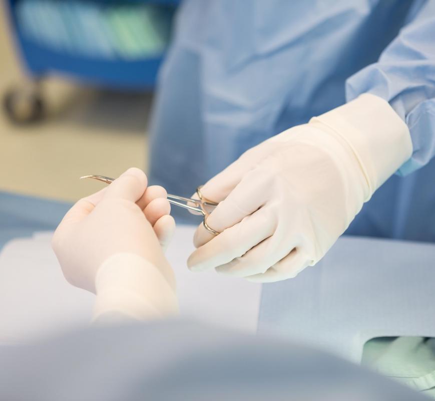 Medical professionals who want to use sterile equipment usually put on gloves first.
