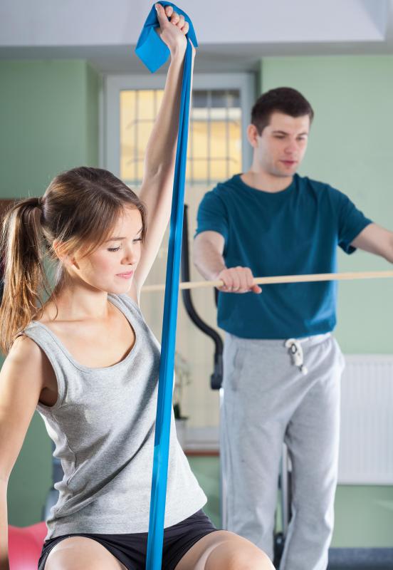 Exercise bands stretch -- like giant rubber bands -- to provide resistance when used for working out.