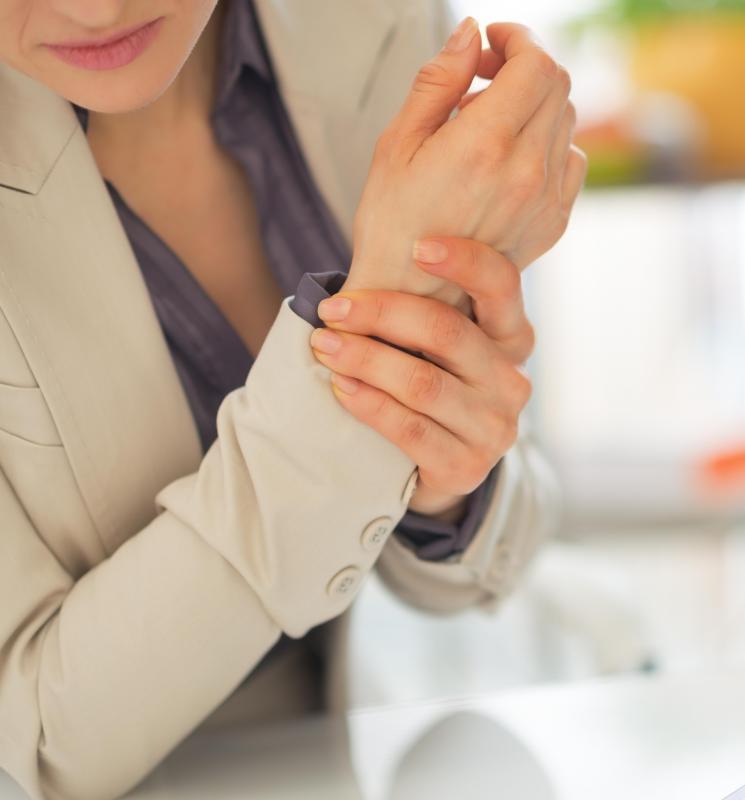 A swollen wrist may be caused by a recent wrist injury.