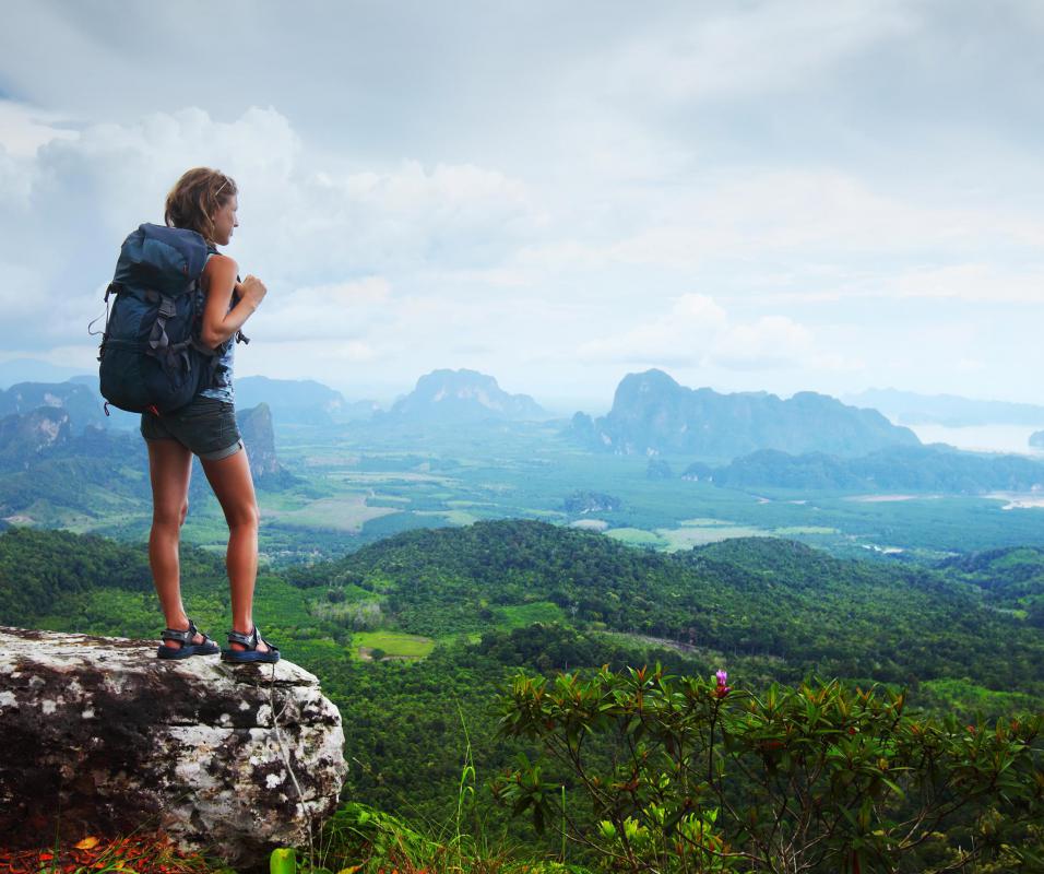 Hiking is a popular way to simultaneously tone up and enjoy scenic vistas.