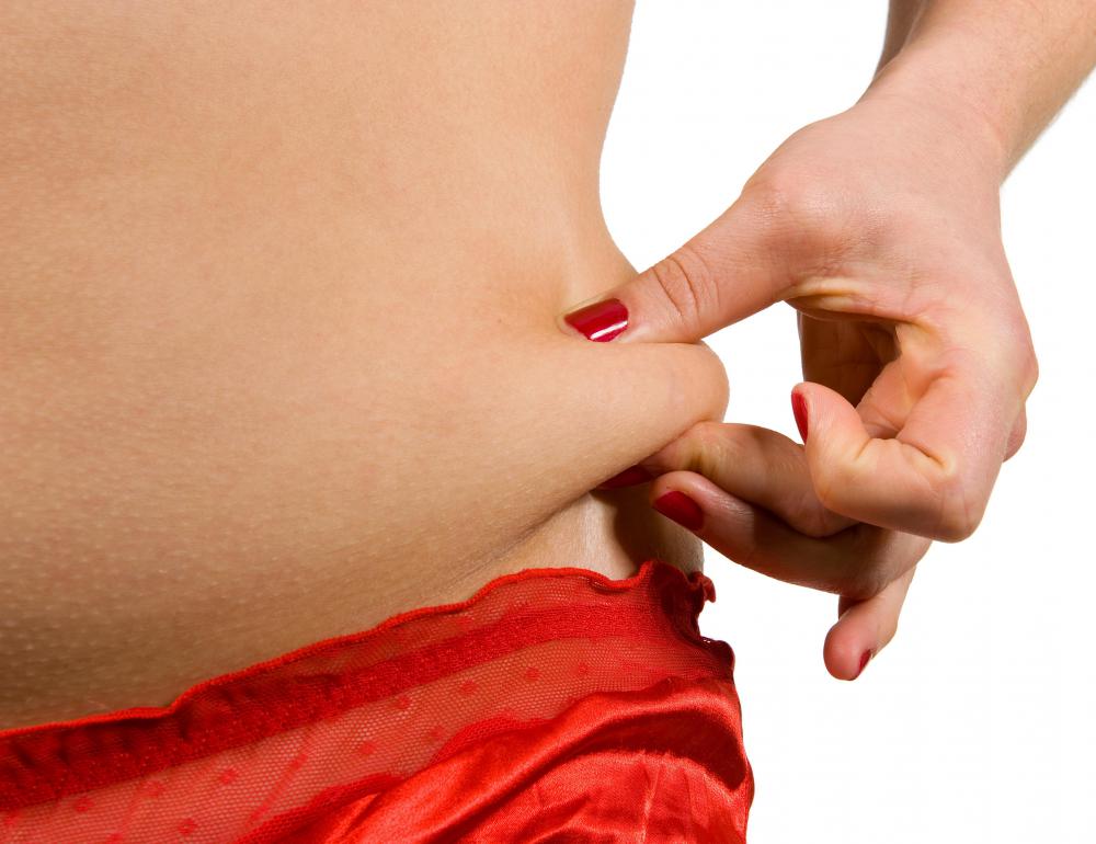 Skin is pinched between the thumb and forefinger when taking a skinfold measurement.