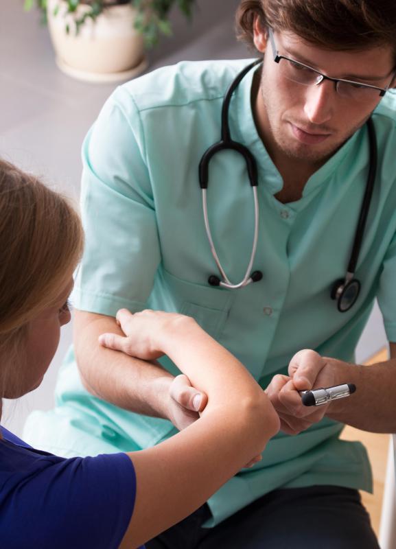 A medical professional will perform a biceps reflex test.