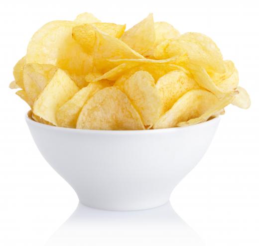 Potato chips are high in calories.