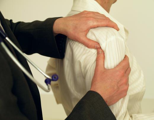 A doctor may recommend physical therapy to a patient suffering from shoulder pain.