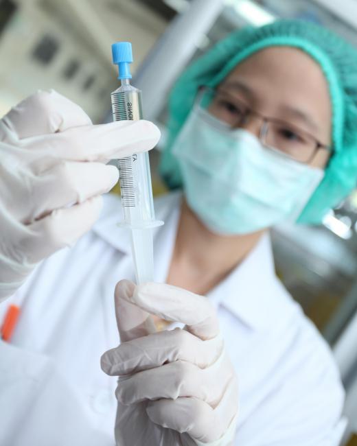 Glycopeptide antibiotics are often given by injecting the medication into the patient's IV tube.