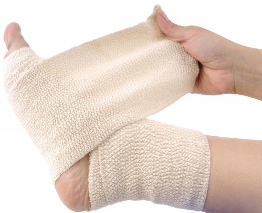 Sprained ankles should be compressed with an elastic bandage.