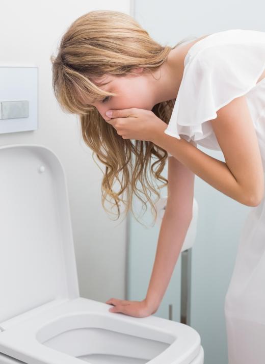 Excessive vomiting might cause blood to appear.