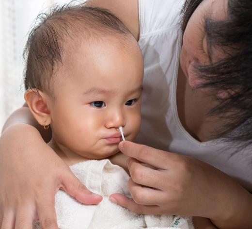 Nasal congestion in babies is often a result of swollen nasal passages, rather than an overabundance of mucus.