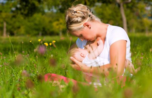 A mother transfers antibodies to her baby through breastfeeding.